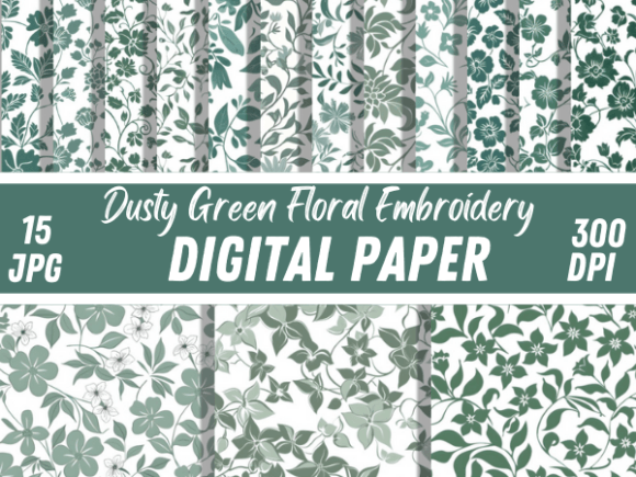 A Designer's Review: Dusty Green Floral Embroidery Patterns