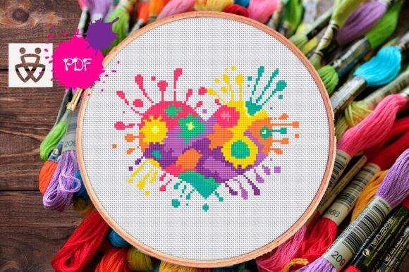 A Guide to the Splash Heart Cross Stitch Pattern