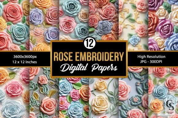 A Professional Review of Pastel 3D Roses Embroidery Digital Paper