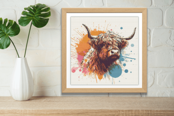 A Rainbow Highland Cow Cross Stitch Pattern Review for Gift Makers