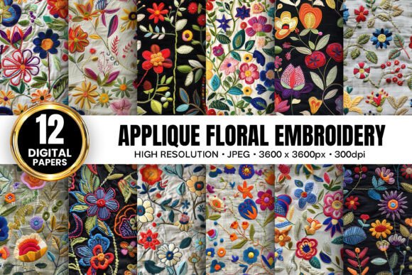 Applique Floral Embroidery Patterns for Small Businesses