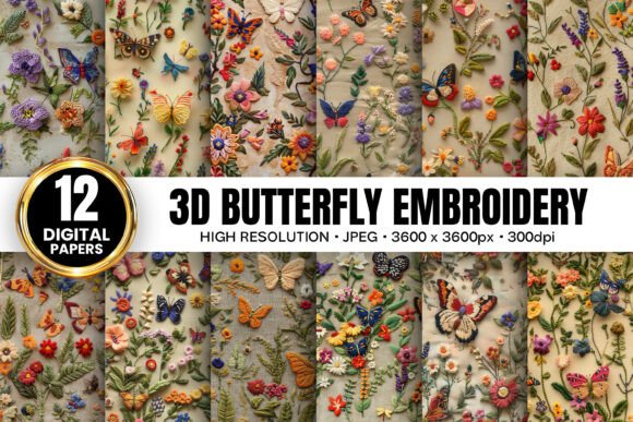 Butterfly Floral Patterns for Boutique Apparel Embroidery