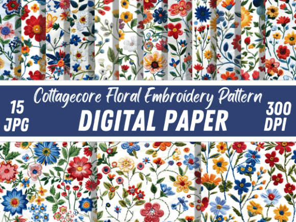 Cottagecore Floral Embroidery Patterns for Apparel