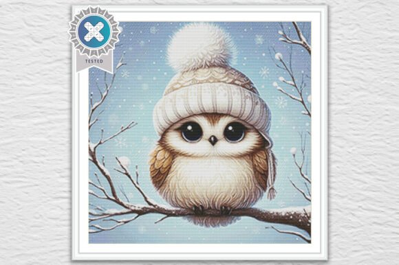 Cute Owl Winter Cross Stitch Pattern for Business Use