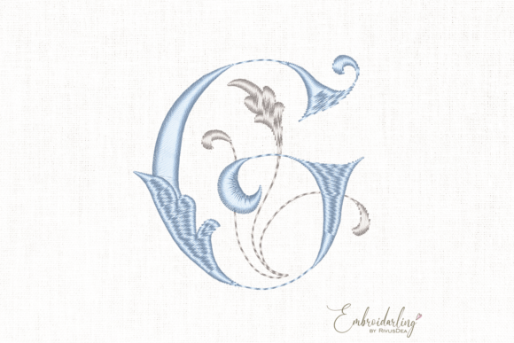 Vintage Floral G Embroidery Letter for Projects
