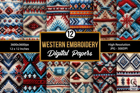 Western Embroidery Seamless Patterns for Boutique Apparel